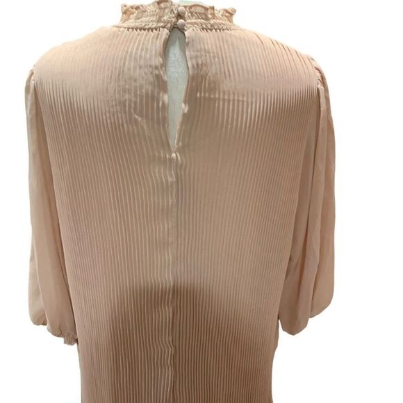Nanette Lepore Chiffon Shift Dress Plisse Soft Pink  Savannah Rose Size 14 NWT - Picture 11 of 15